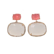 VIANNA 18K Rose Gold Agate, Rhodochrosite, Diamond Earrings - SALE